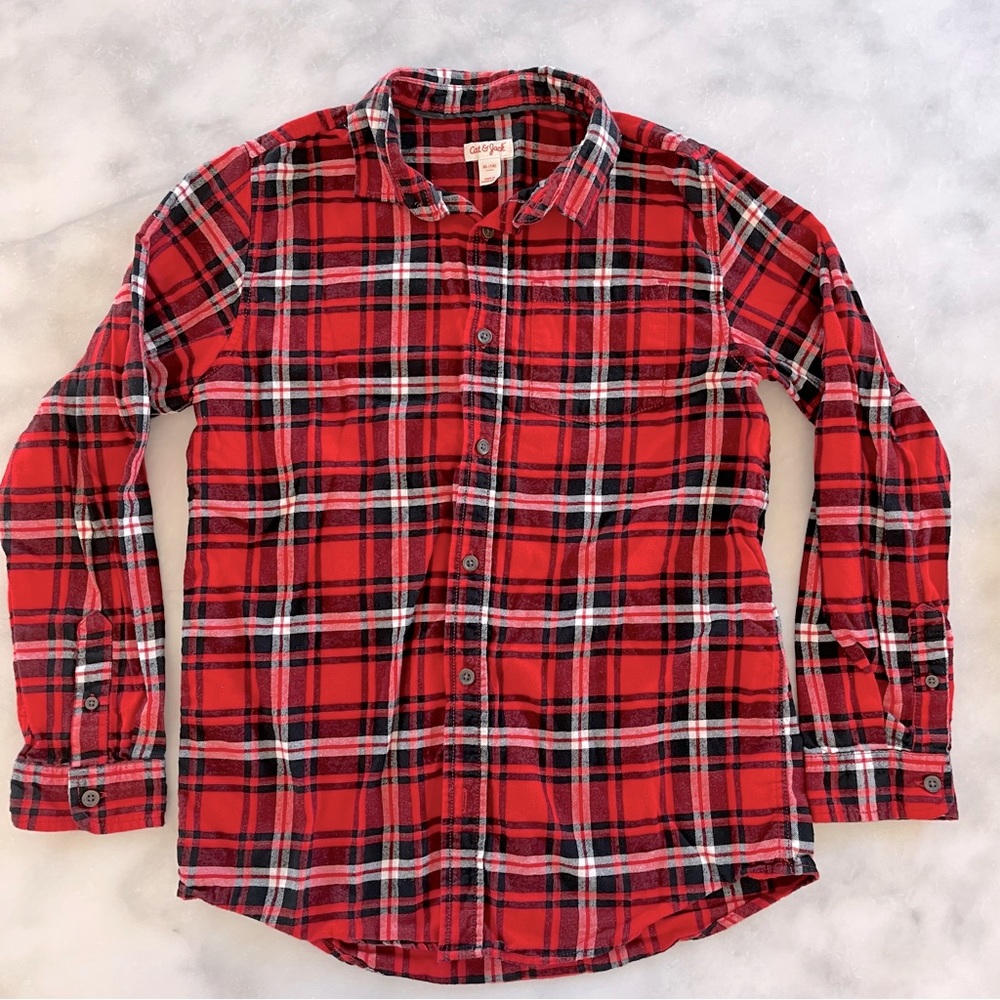 Cat & Jack Boys Plaid Short. Red. XL 16